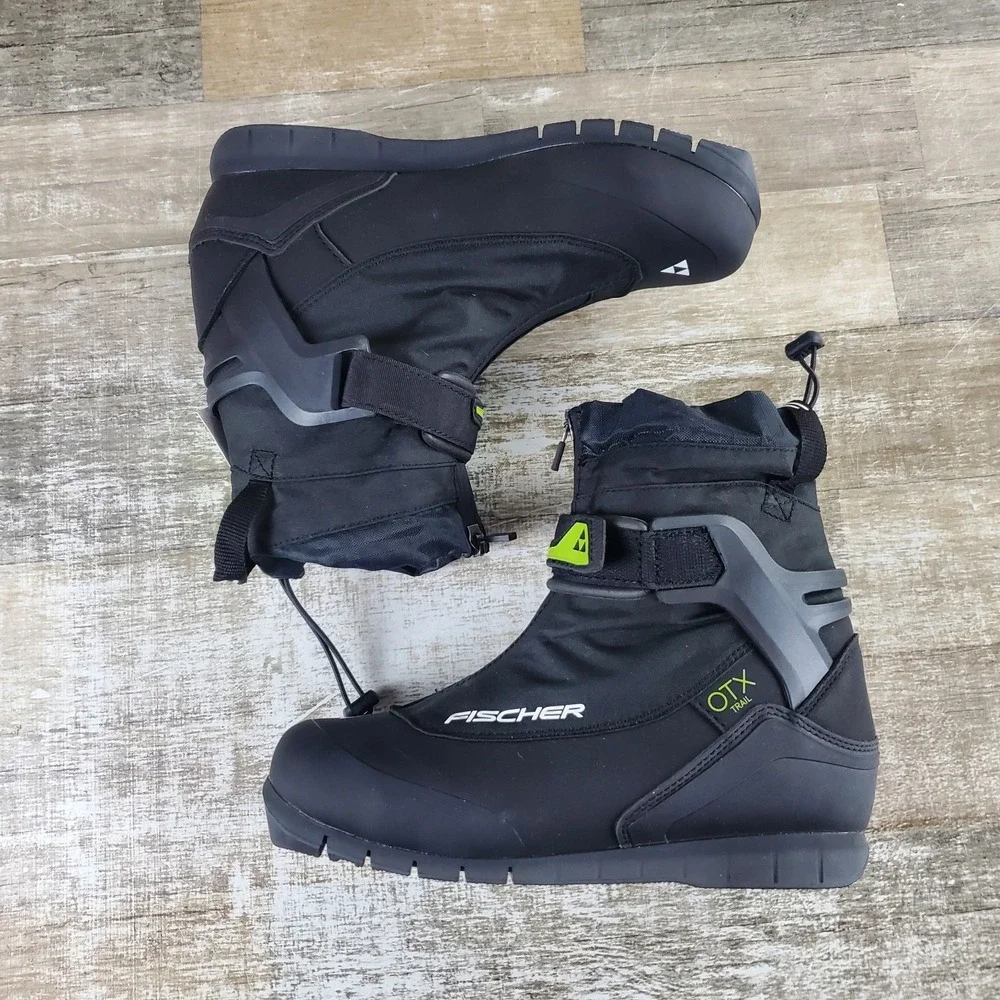 Fischer OTX Trail Mens Ski Cross Country Boots Sz 13 Athletic Black Mid Zip